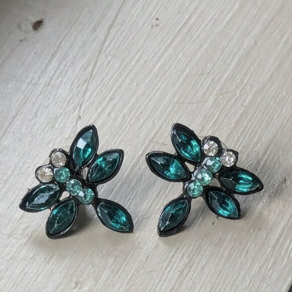 Dragonfly Rhinestone Costume Jewelry Earrings Victorian Art Deco Cocktail Boho - Picture 5 of 5